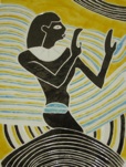 egyptian figure colour yellow, gold and blue