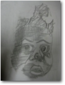 pencil drawing of photograph of baby
