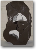 image of workman star background black clay white decoration